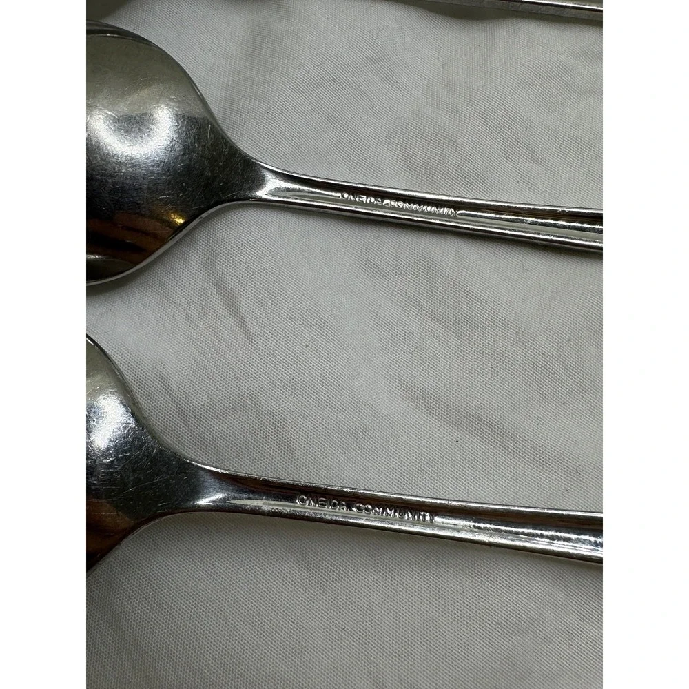 Oneida Royal Flute Stainless Flatware Silverware Teaspoons Salad Forks 4 Pc